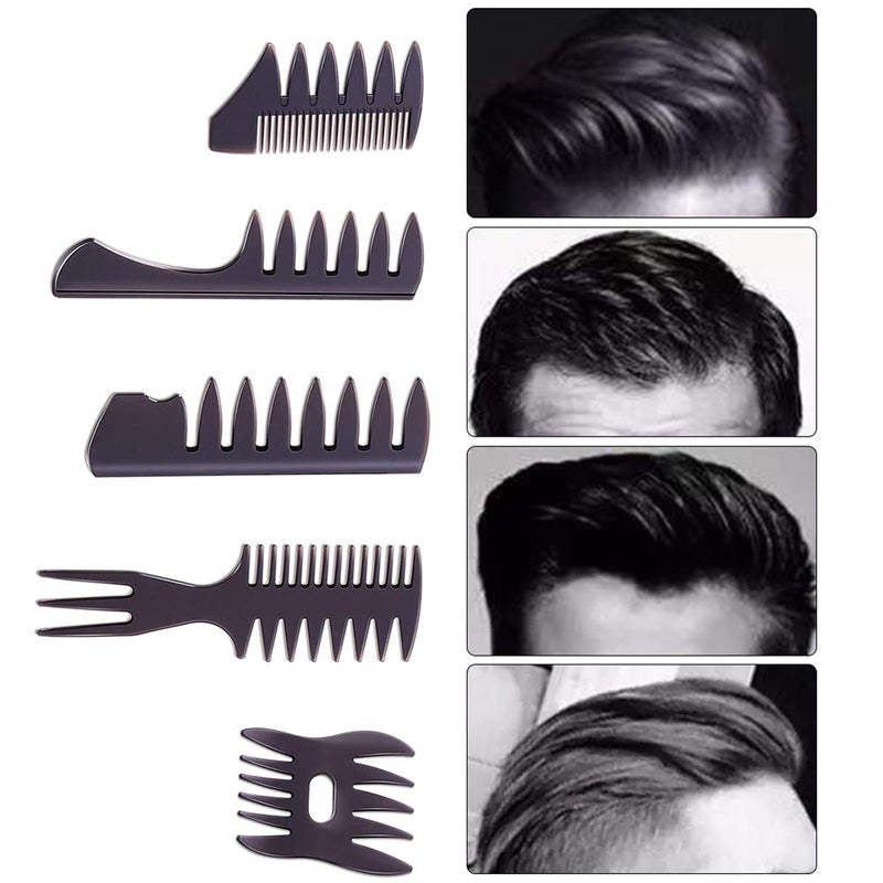 EastyGold Styling Hair Comb Set Salon Barber Hairstylist Comb 5 Pack Professional Hair Brush Retro Hairdressing Hair Care Style Accessory Double-sided for Men Boy Gentleman - Image 2
